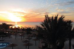 Red Sea - Safaga. Surf and Dive Lodge at Shams Beach Hotel. Beach at sunset.